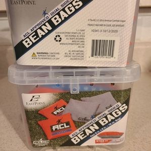 New ACL Bean Bags Toss Set With Case. 2 Sets Of Red And Gray In Carrying Case.